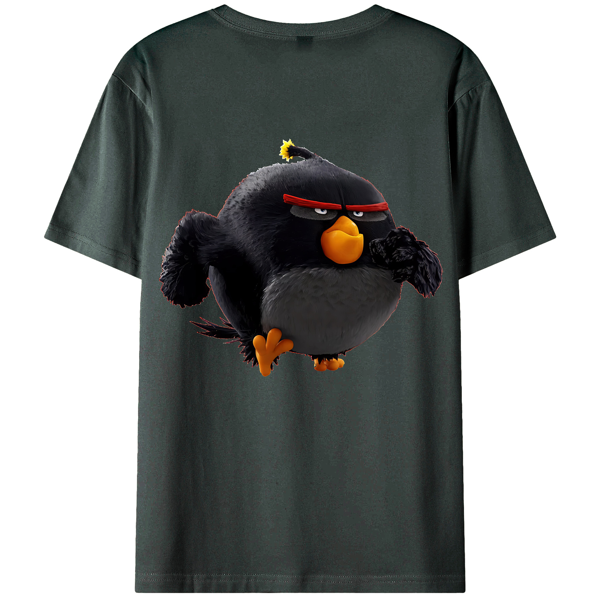 （画像用） Angry Birds アングリーバード 綿100％ メンズ半袖Tシャツ（バックプリント） 通気性